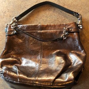 Coach Brooke Metallic Pewter Slouch Hobo Bag barely used